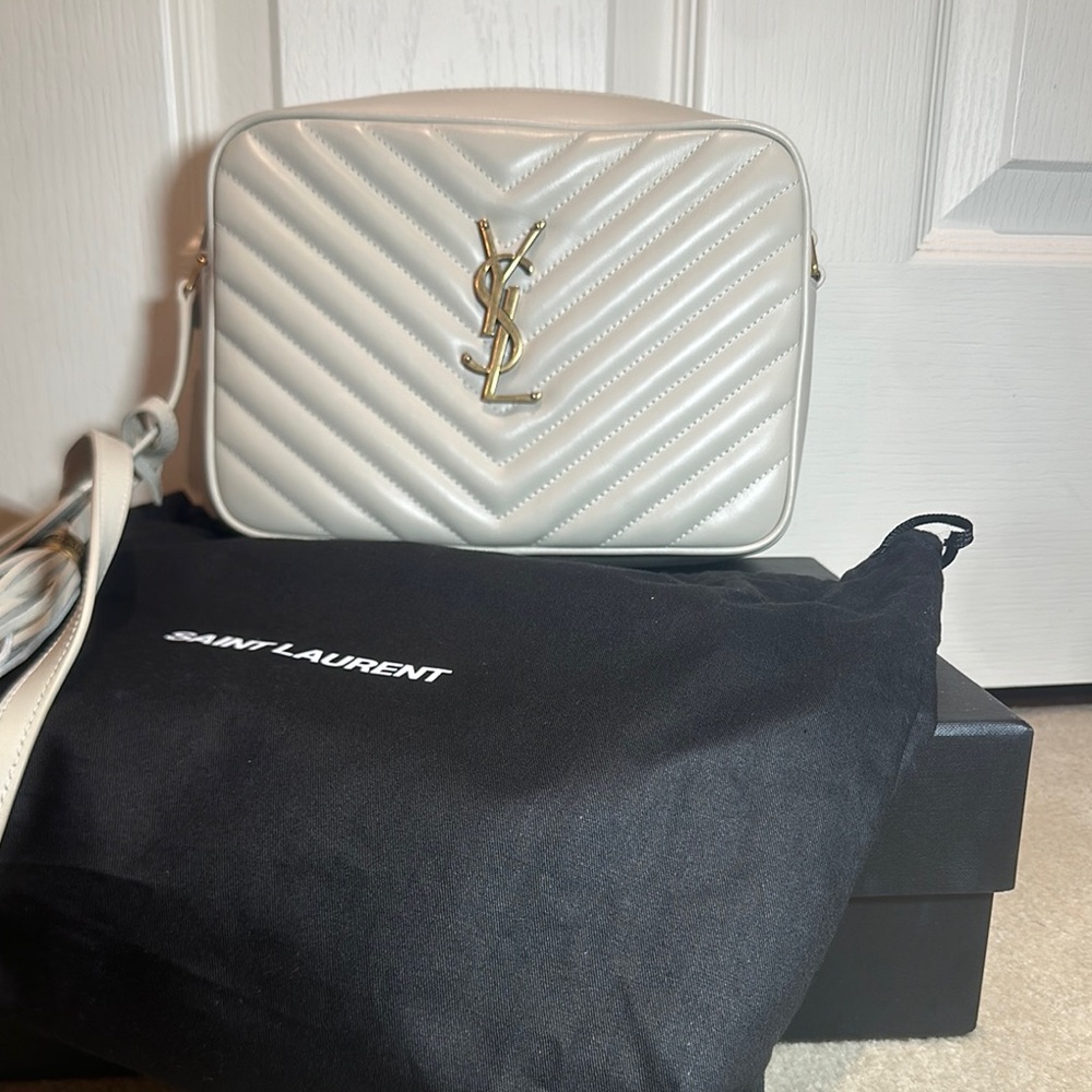 Saint Laurent White Quilted Crossbody Bag Camera Bag